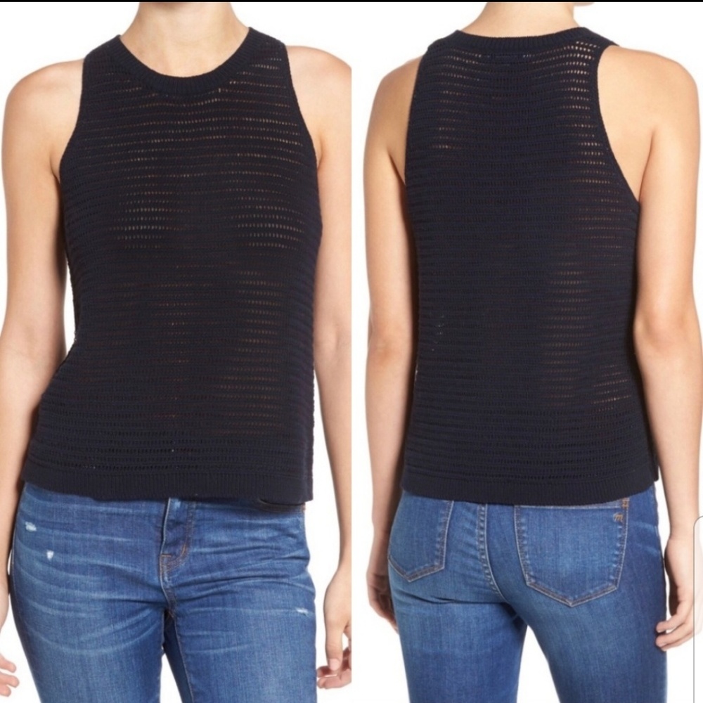 Madewell Navy Camila Open-Stitch Tank - Small